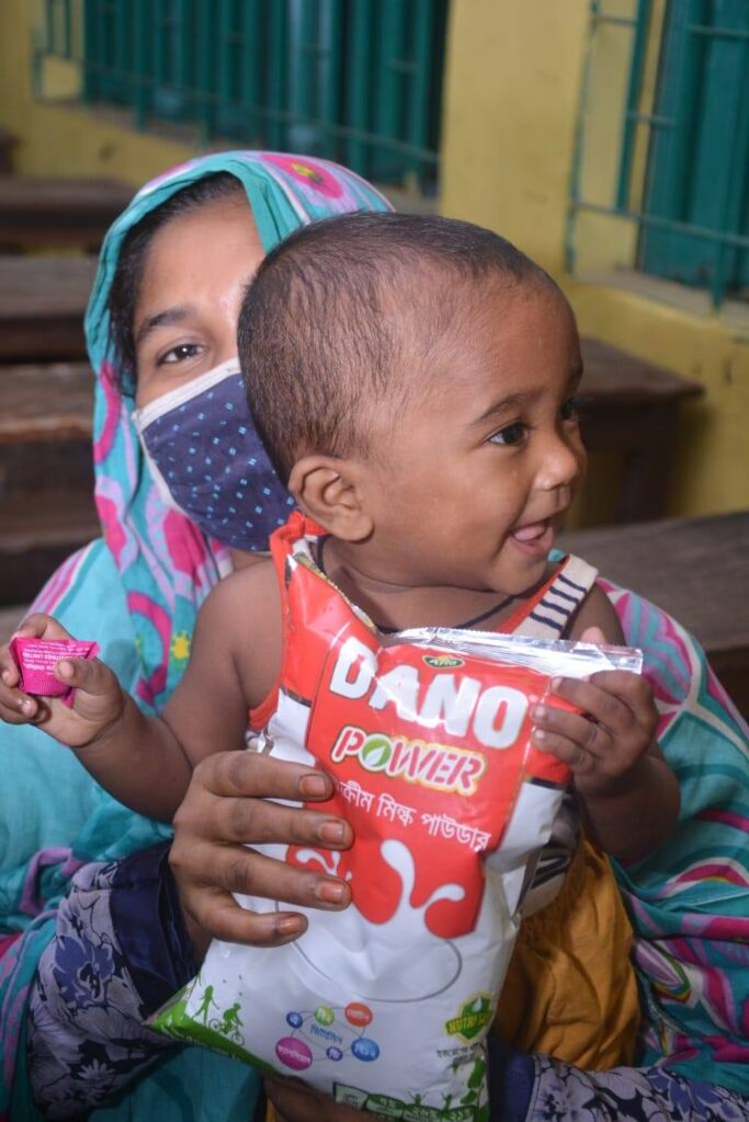 Distribution of infant milk support among vulnerable infants of the refugee camp and slum areas during the COVID-19 Pandemic.